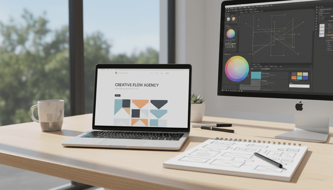 Web designer working on a professional website design at a modern workspace
